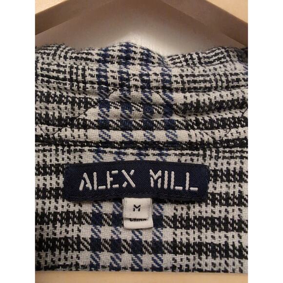 Alex Mill Plaid Button Down Shirt Gray Size M Popover Pocket Preppy Academia - Picture 4 of 7